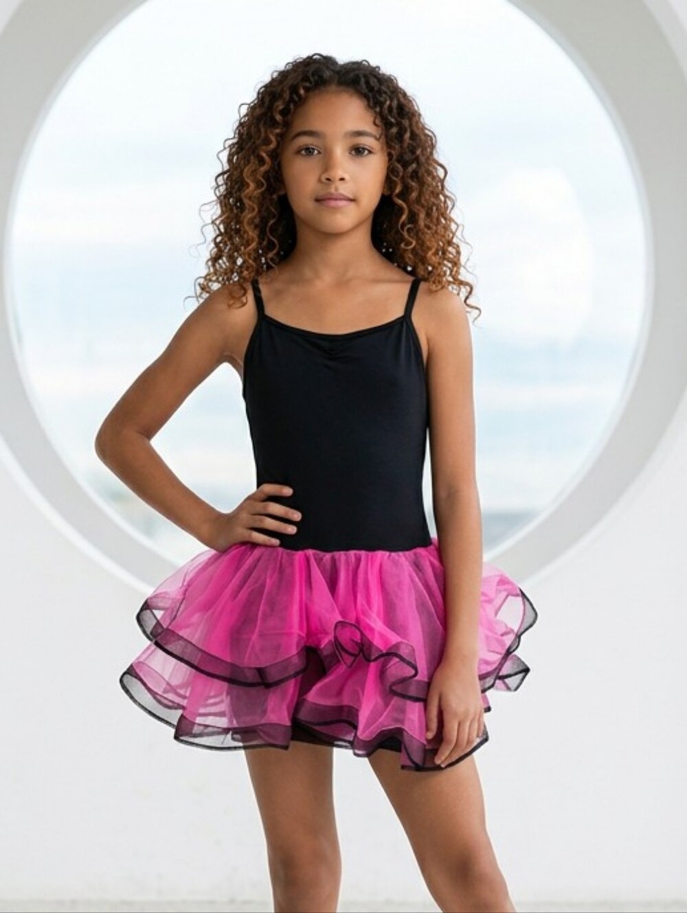 Weissman Girls Dance Costume Biketard Tutu Black Pink Ballet Jazz Costume LC